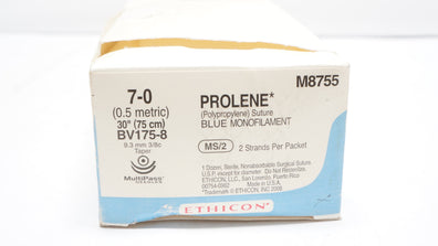 Ethicon EPM8755 7-0 Prolene Blue 2 x 30inch Stre, 9.3mm BV175-8 Ndle(x)-Box of 12